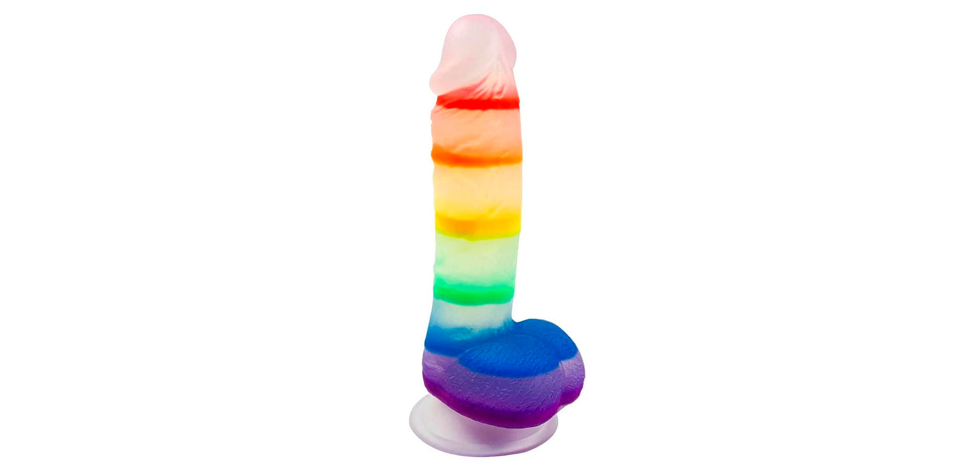 Jelly Rainbow Dildo With Suction Cup and Balls.