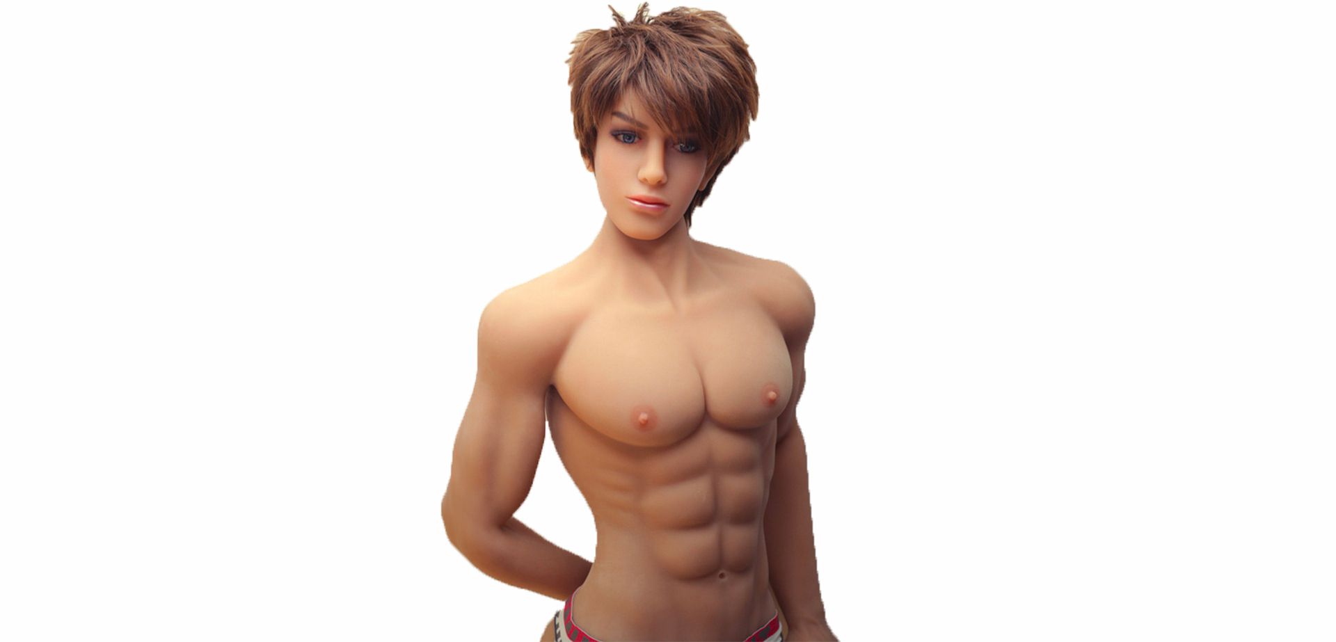 Topless gay sex doll.