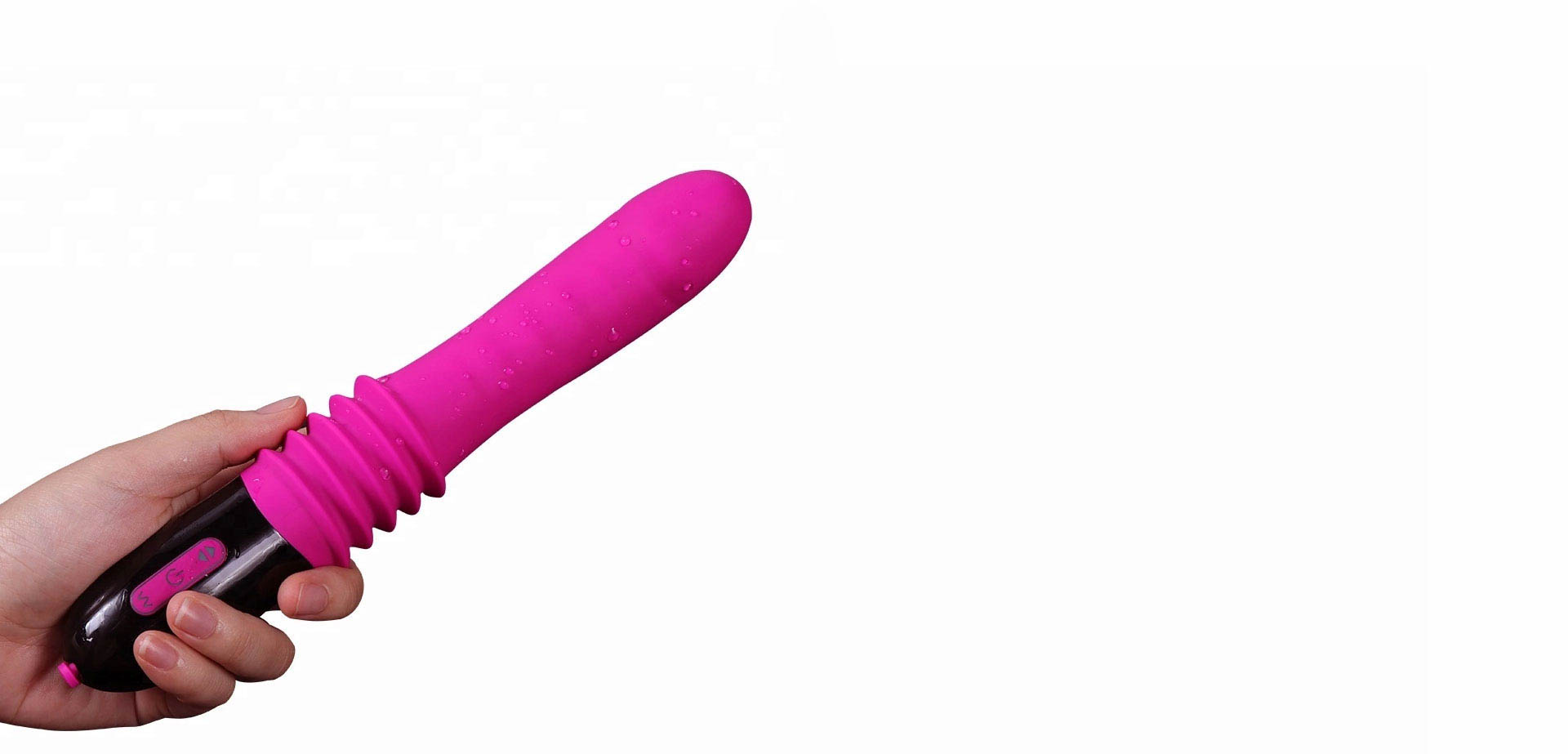 Waterproof rechargeable vibrating Thrusting dildo.